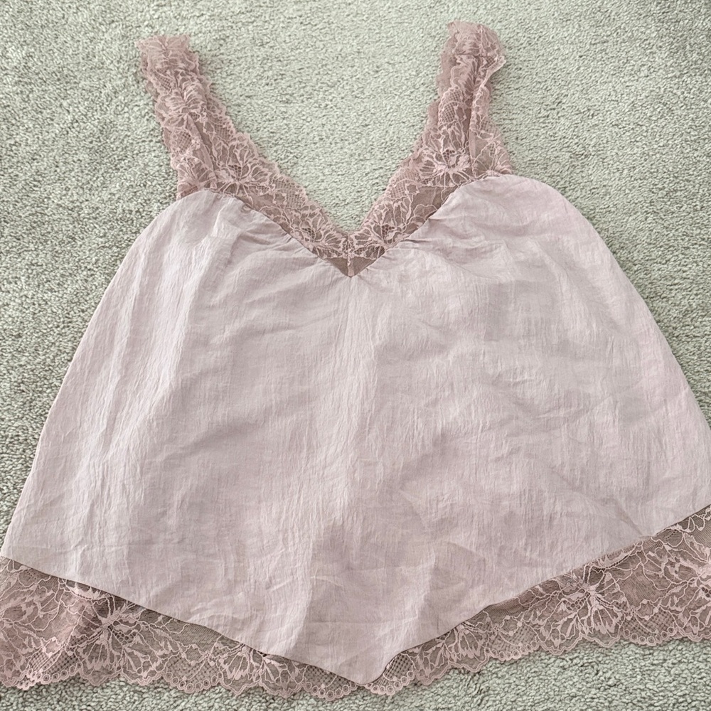 Free People Blush Lace-Trimmed Chemise
